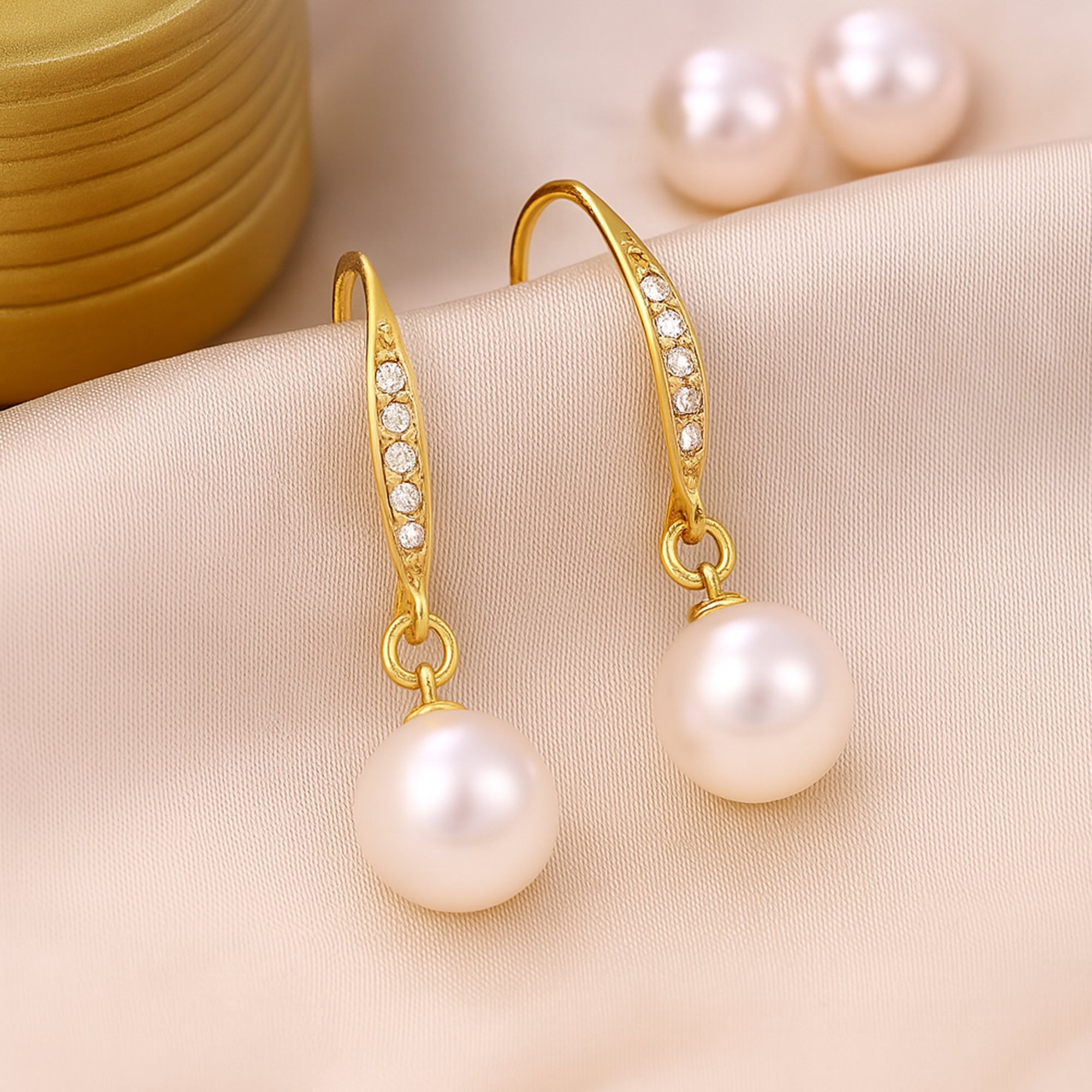 Buy Estele Gold Plated Enchanting Pearl Drop Earrings With Crystal
