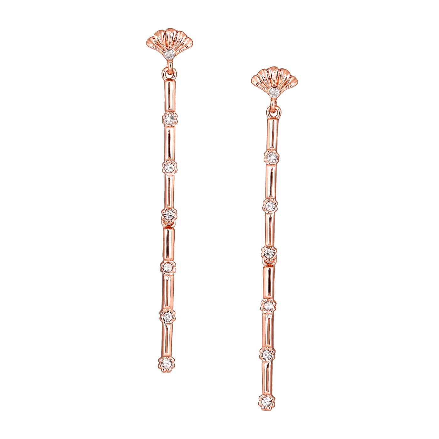 Estele Bling diamond gold plated studded sugarcane earrings for women