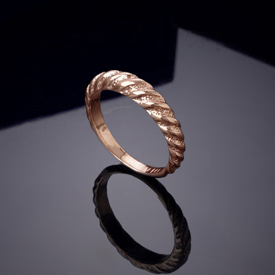 Estele Rose Gold Plated Twisted Textured Finger Ring for Women