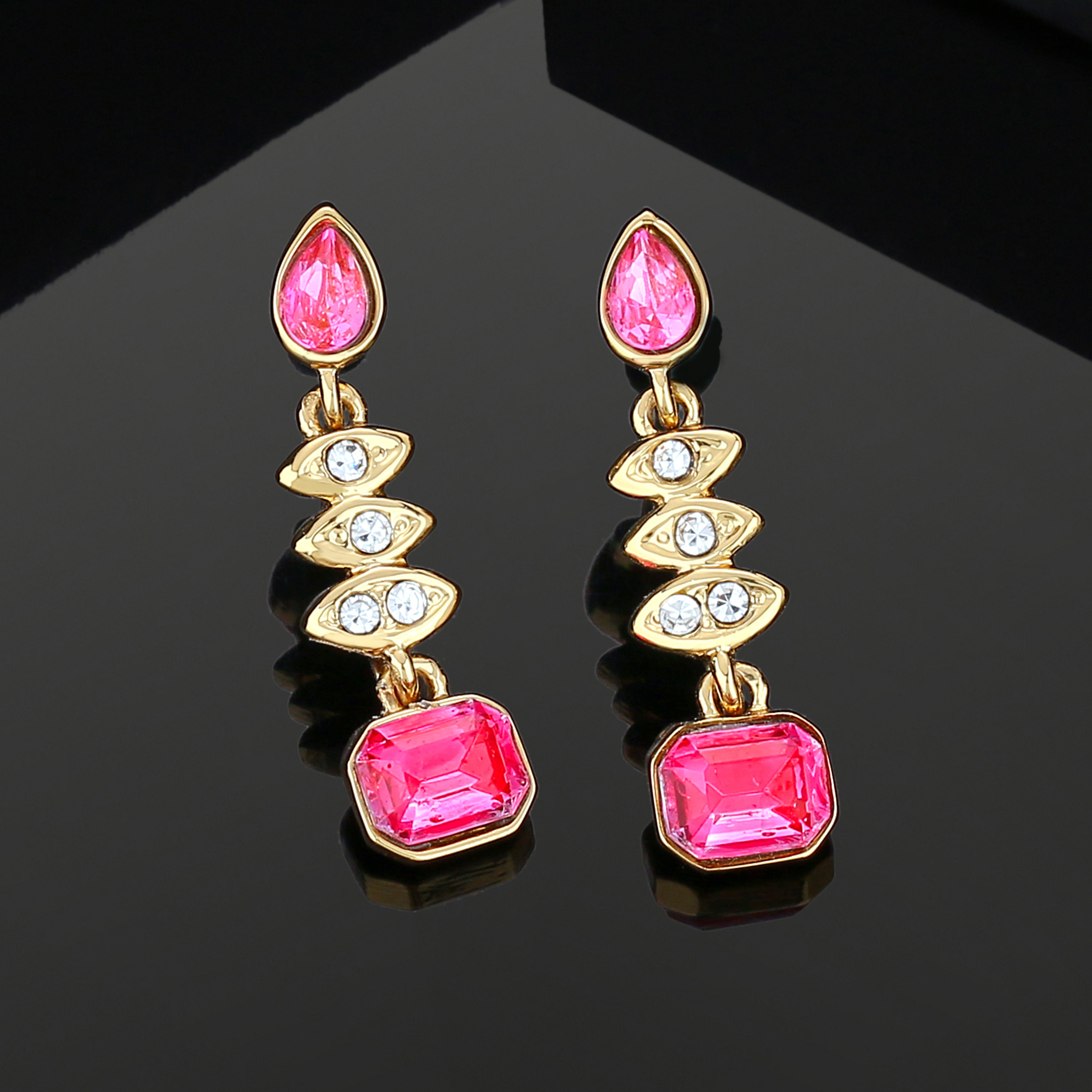 Buy Estele Gold Plated Elegant Drop Earrings with Crystals for Women Online