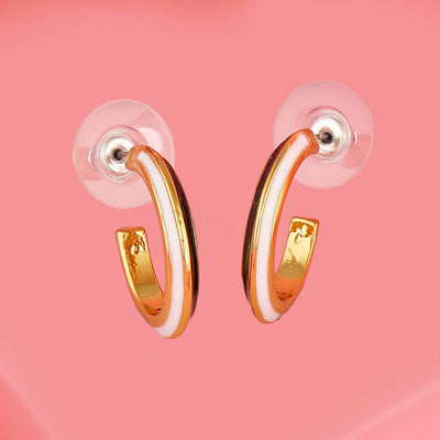 Estele Gold Plated Black and white enamel Hoop Earrings for women