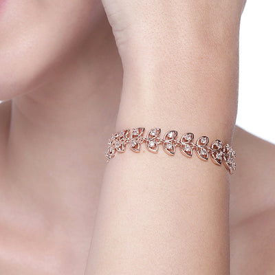 Estele Rose Gold Plated CZ Beautiful Designer Bracelet with Crystals for Women