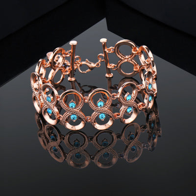 Estele Rose Gold Plated Sparkling Bracelet with Crystals for Women