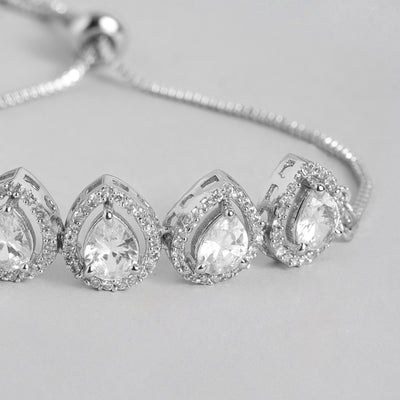 Estele Rhodium Plated CZ Precious Pears Bracelet for Women