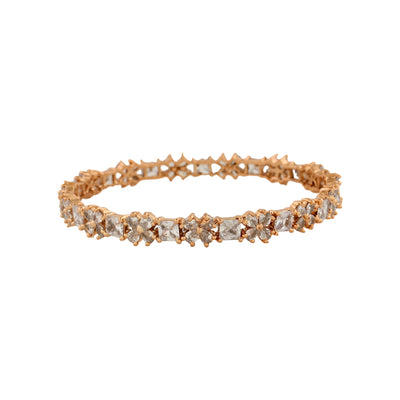 Estele Rose Gold Plated CZ Fascinating Bangles with White Crystals for Women