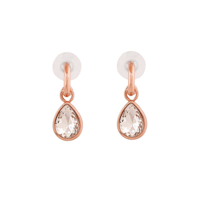 Estele Rose Gold Plated Sparkling Drop Designer Necklace Set with Crystals for Women