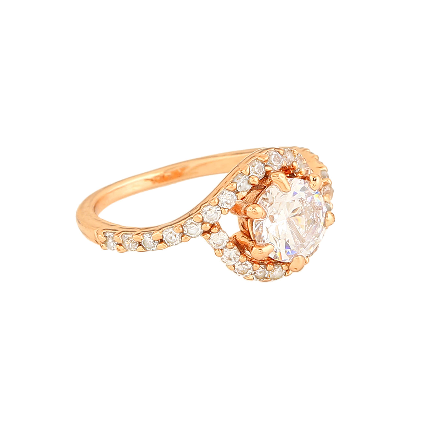 Estele Rose Gold Plated CZ Sparkling Finger Ring for Women