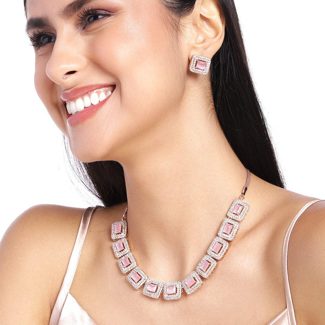 Luminé CZ Cascade Necklace Set (Rose Gold) main image 0