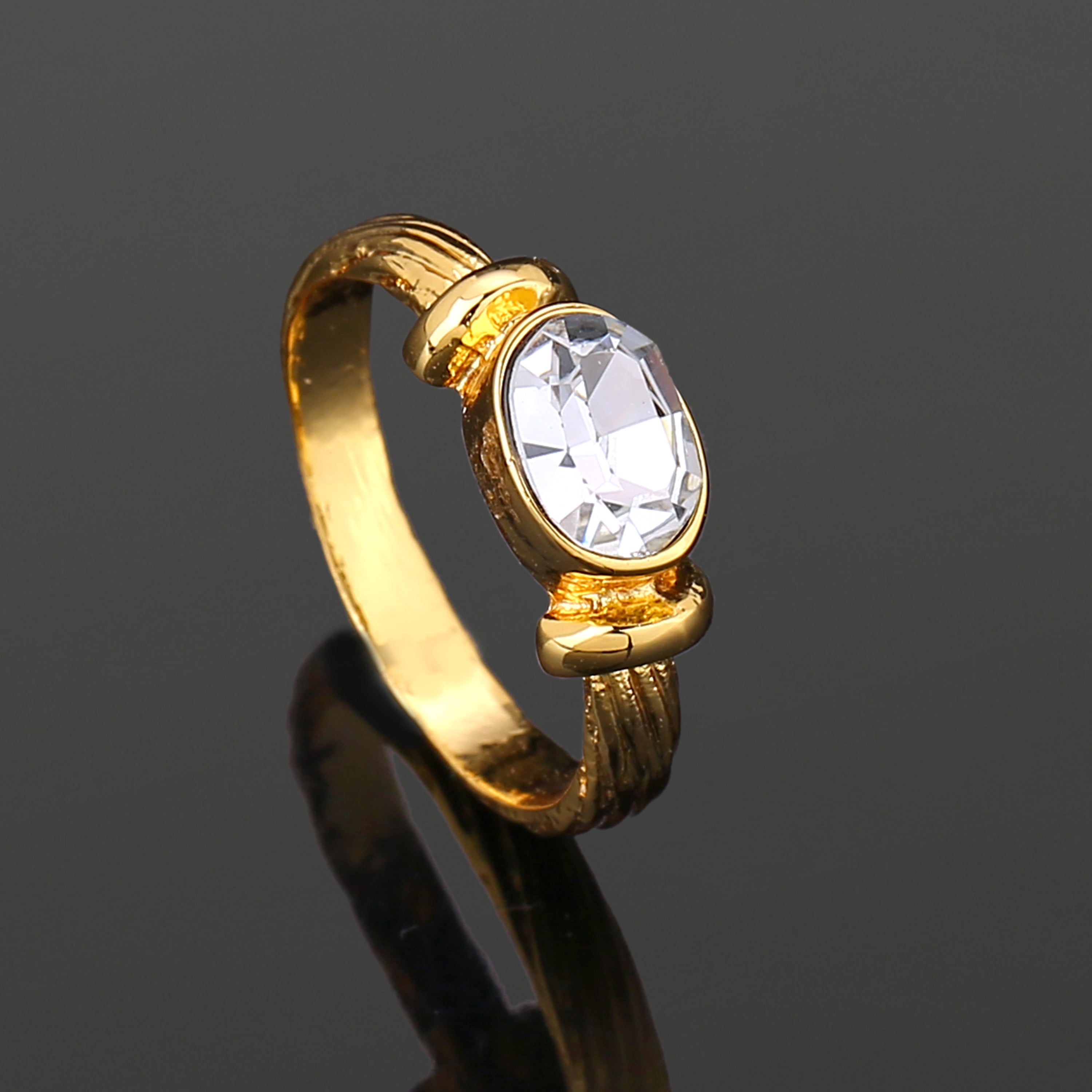 Buy Estele Gold Plated Oval Shaped Finger Ring with Austrian