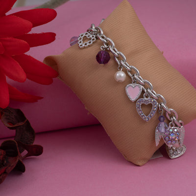 Estele Rhodium Plated Pretty Charm Bracelets for Women