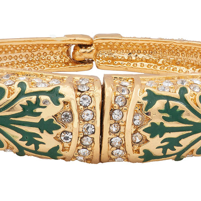 Estele Gold Plated Green Life Cuff Bracelet for women
