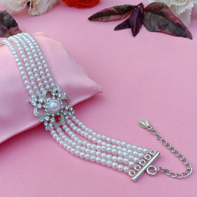 White Flux Pearl Charm Bracelet
