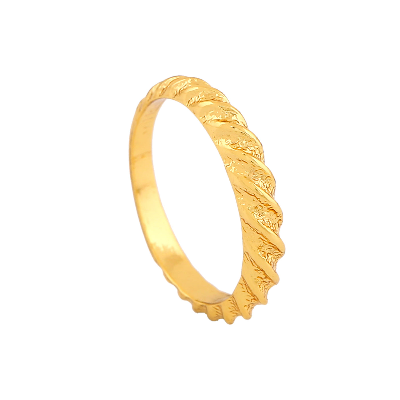 Estele Gold Plated Twisted Textured Finger Ring for Women