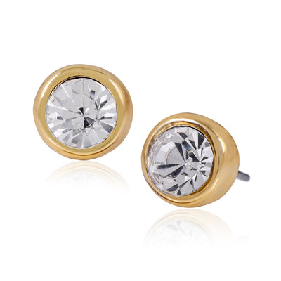 Estele Gold Plated Round Shaped AD Stud Earrings for Women