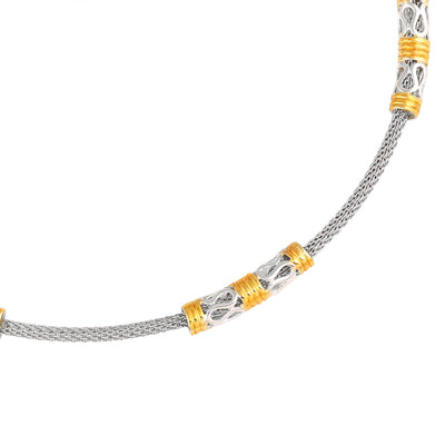 Estele Gold & Rhodium Plated Mesh Designer Necklace for Girls & Women