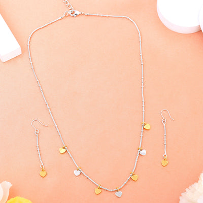 Estele Gold & Rhodium Plated Heart Designer Necklace set for Girls & Women