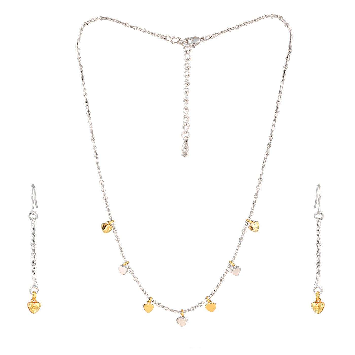 Estele Gold & Rhodium Plated Heart Designer Necklace set for Girls & Women