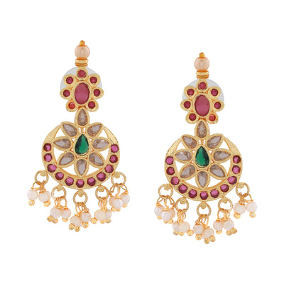 Estele Gold Plated CZ Fascinating Earrings with Pearls for Women