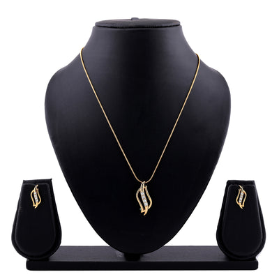 Estele 24kt Gold tone plated Pendant Chain With Earrings