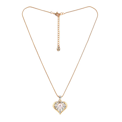 ESTELE - Valentine Special - Stylish Gold and Silver plated Blissful Pearl Heart Necklace for Women