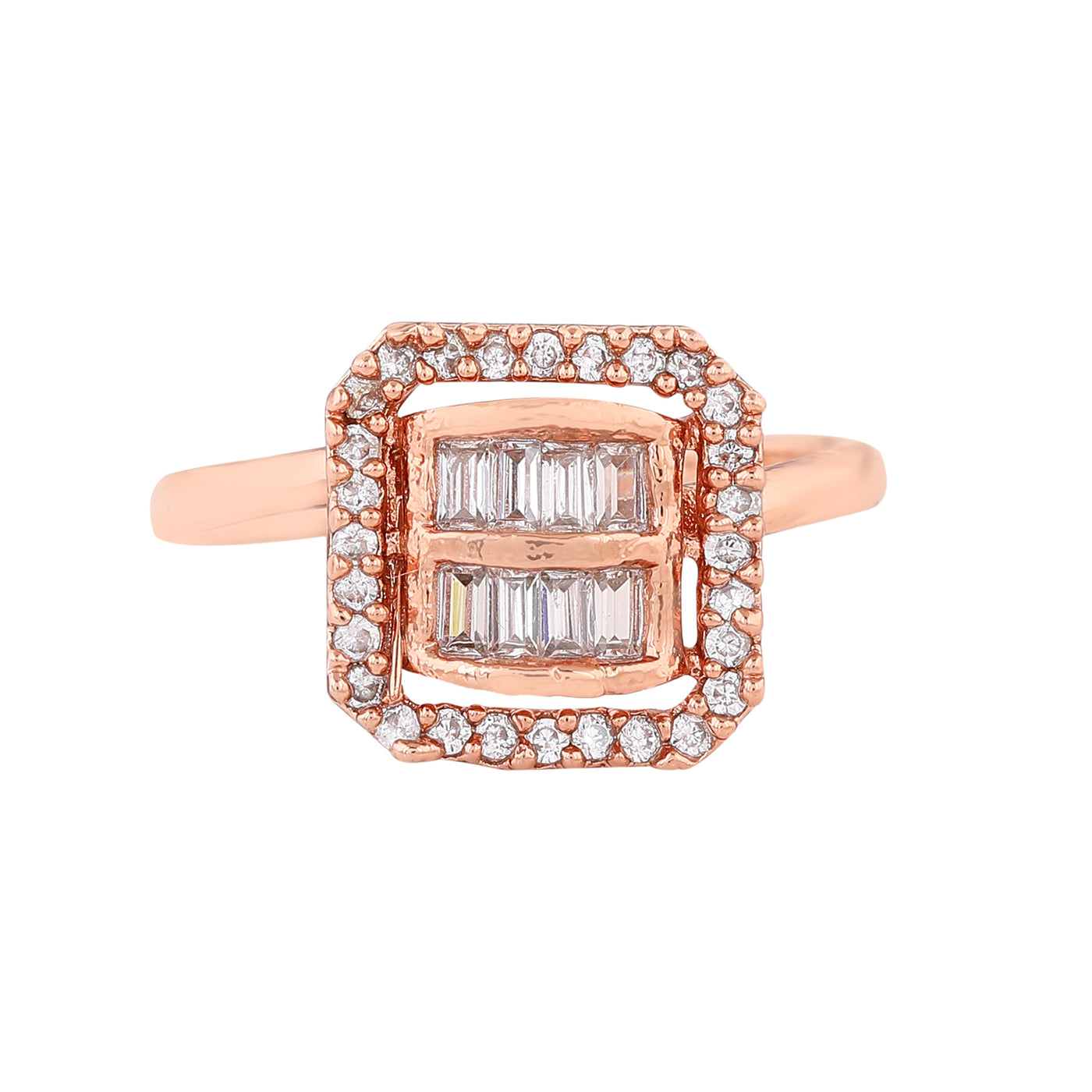 Estele Rose Gold Plated CZ Adjustable Sparkling Ring for Women