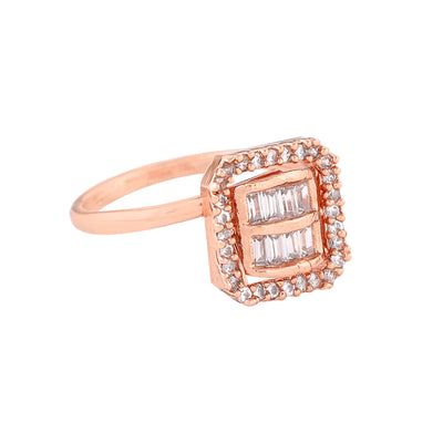 Estele Rose Gold Plated CZ Adjustable Sparkling Ring for Women