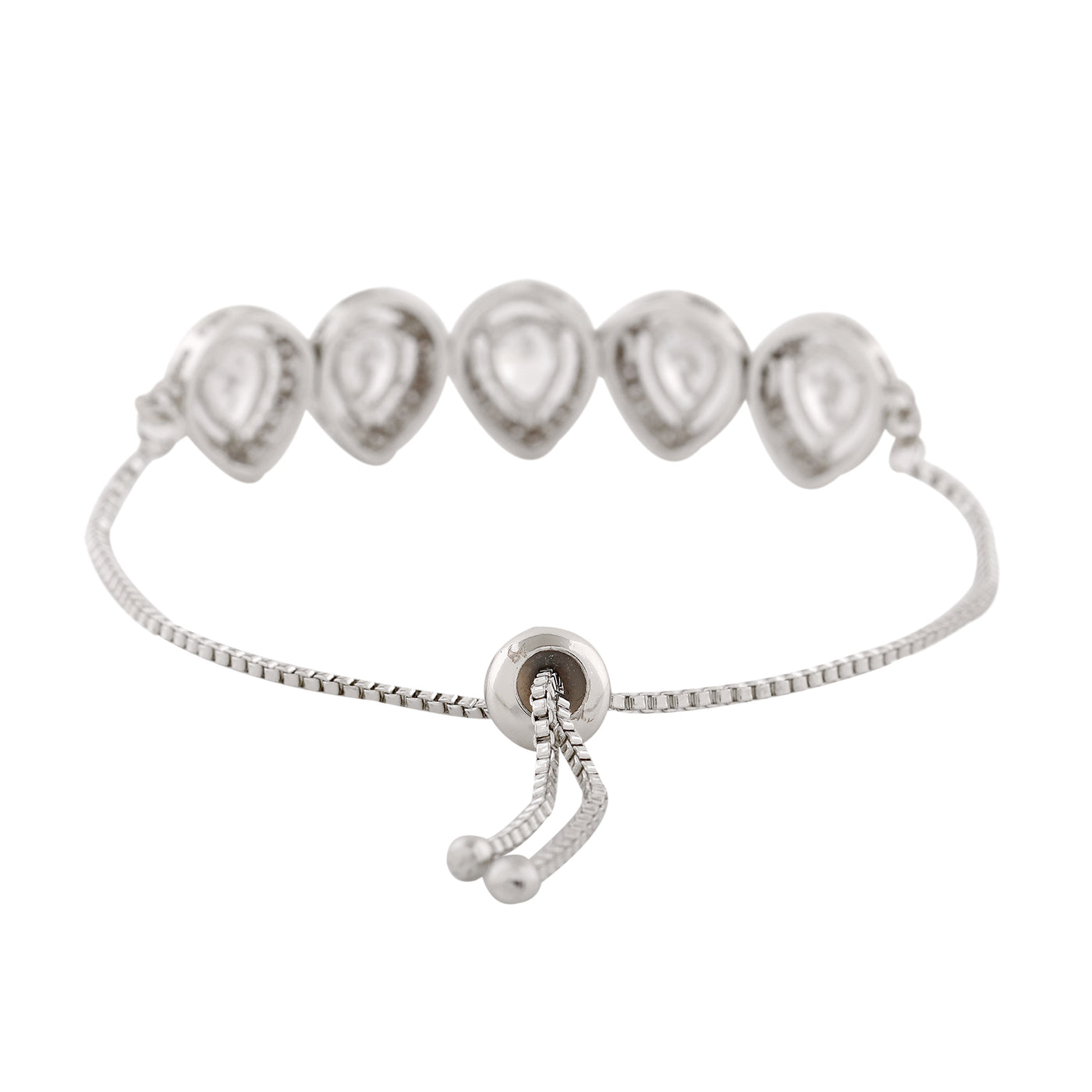 Estele Rhodium Plated CZ Precious Pears Bracelet for Women