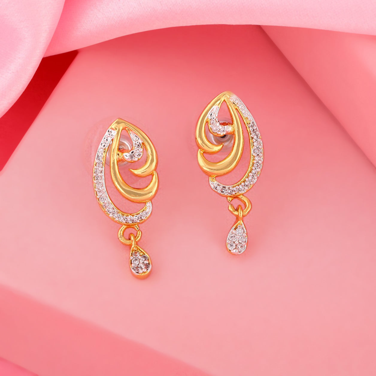 Drop Earrings Designs White Stone Earrings Gold Glittering White