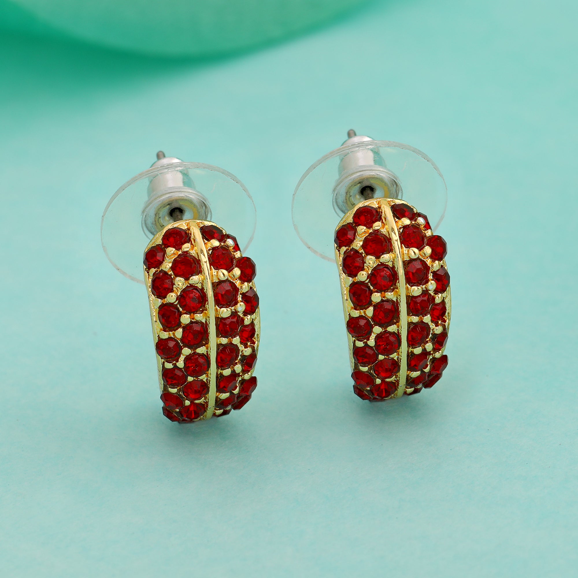 Buy 24Kt Gold Plated Candy Earring with Red Crystals Online Estele