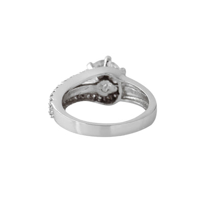 Estele Rhodium Plated CZ Classic Solitaire Finger Ring for Women