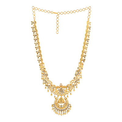 Estele Gold Plated CZ Swarnim Designer Bridal Necklace Set Combo with Pearls for Women