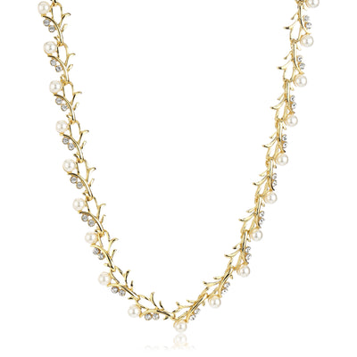 Estele Gold Plated Sparkling White Crystal Stone Necklace set for Women