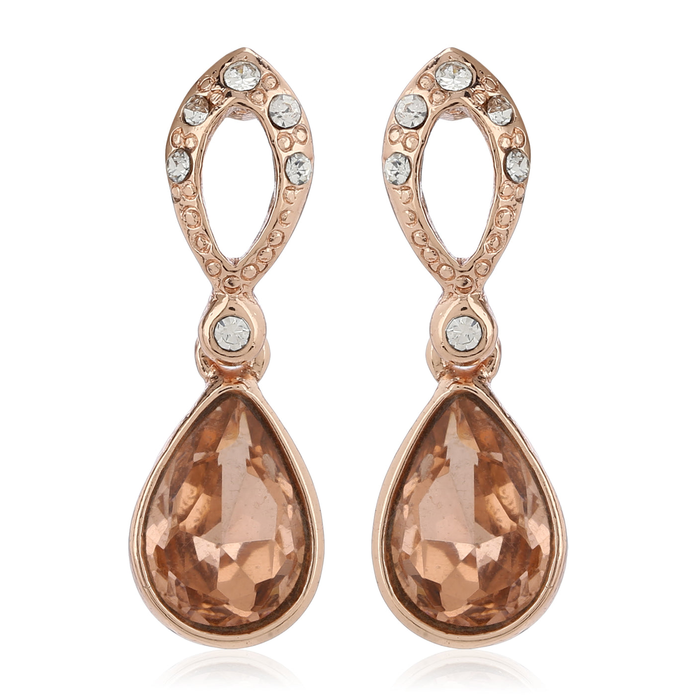 Estele Rose Gold Plated Exquisite Drop Earrings with Austrian Crystals for Women