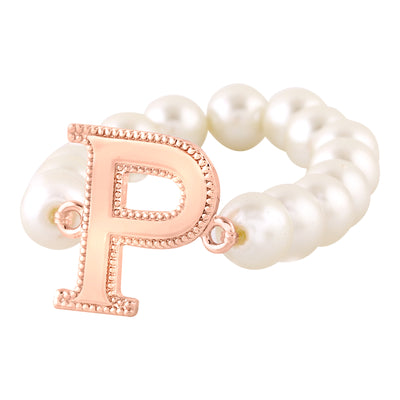 Estele Rose Gold Plated Pretty "P" Letter Pearl Bracelet for Women