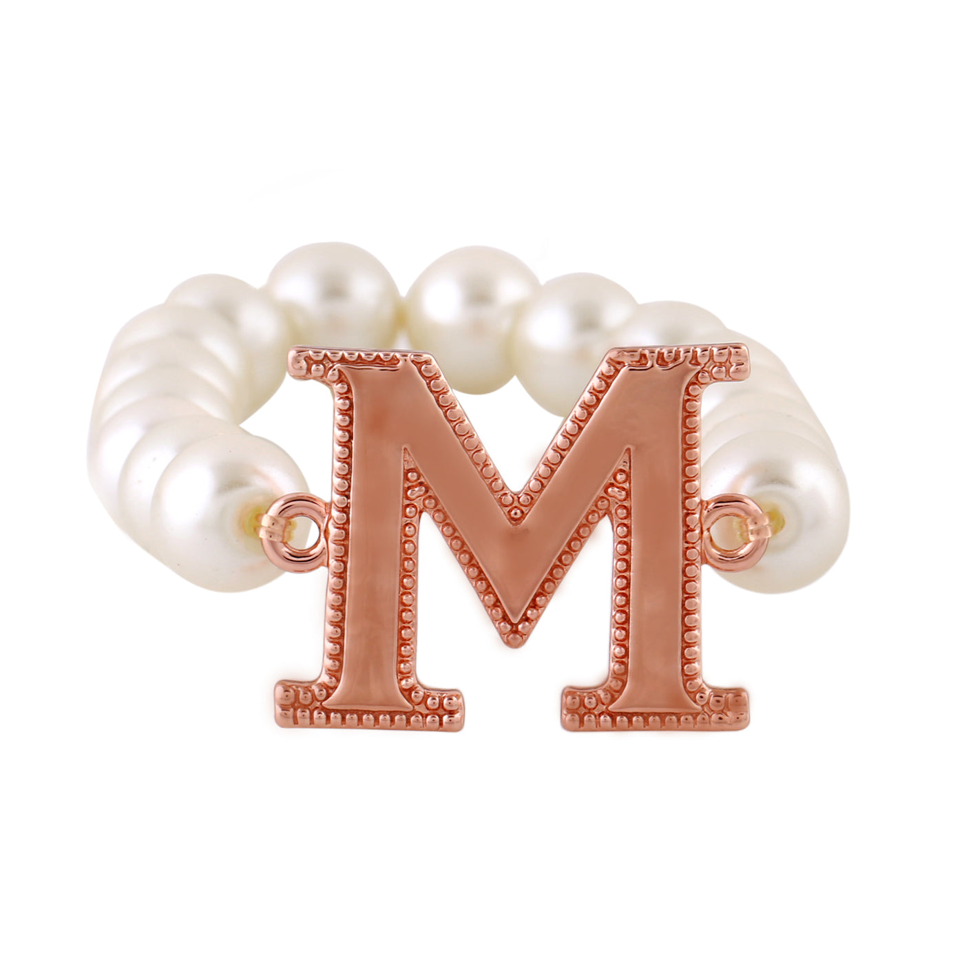 Estele Rose Gold Plated Magnificent "M" Letter Pearl Bracelet for Women