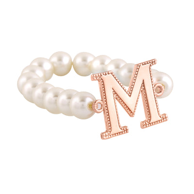 Estele Rose Gold Plated Magnificent "M" Letter Pearl Bracelet for Women
