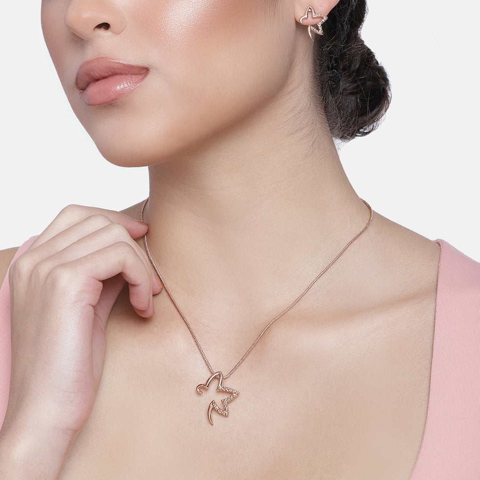 RISING STAR ROSE GOLD PENDANT SET – Estele - Main Image