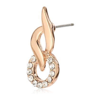 Estele Rosegold Plating Austrian Crystal Flame Ring Shaped Pendant Necklace Set for Girl / Women