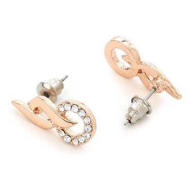 Estele Rosegold Plating Austrian Crystal Flame Ring Shaped Pendant Necklace Set for Women / Girls