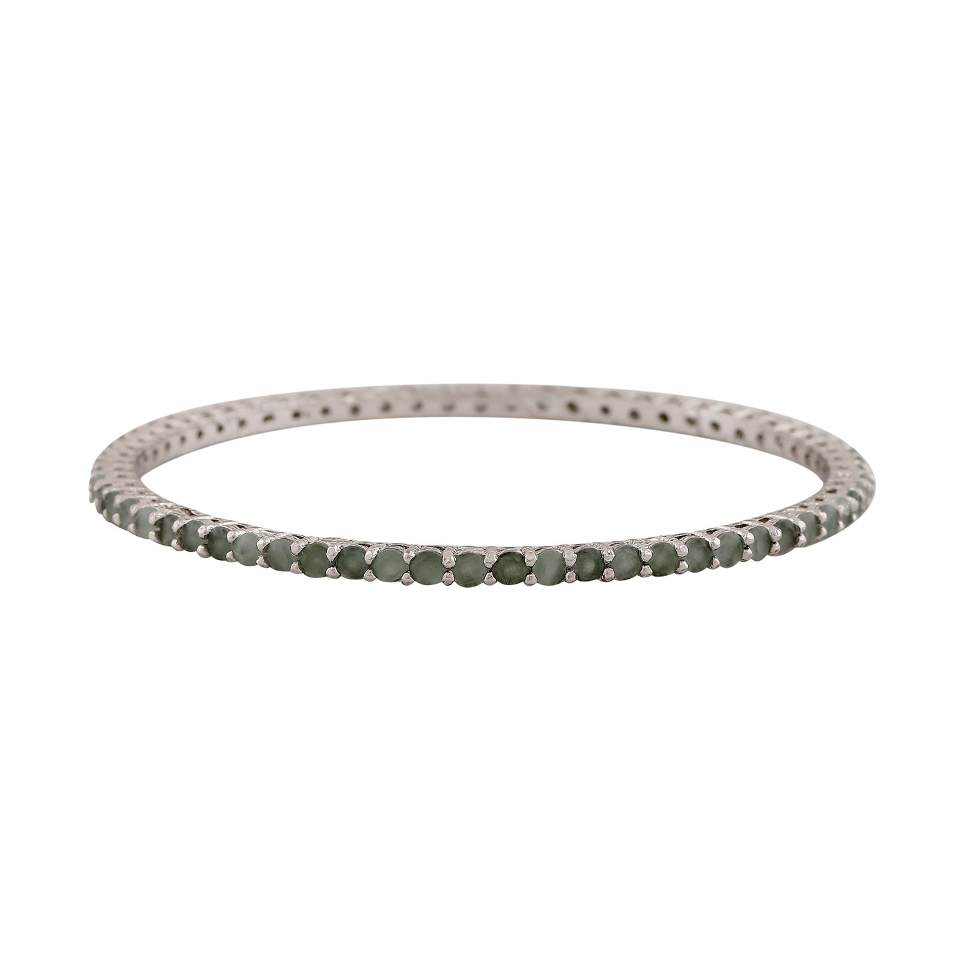 Estele Rhodium Plated CZ Fascinating Designer Bangles with Mint Green Crystals for Women