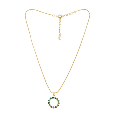 Estele Gold Plated Trendy Candy Pendant with Green Crystals for Women