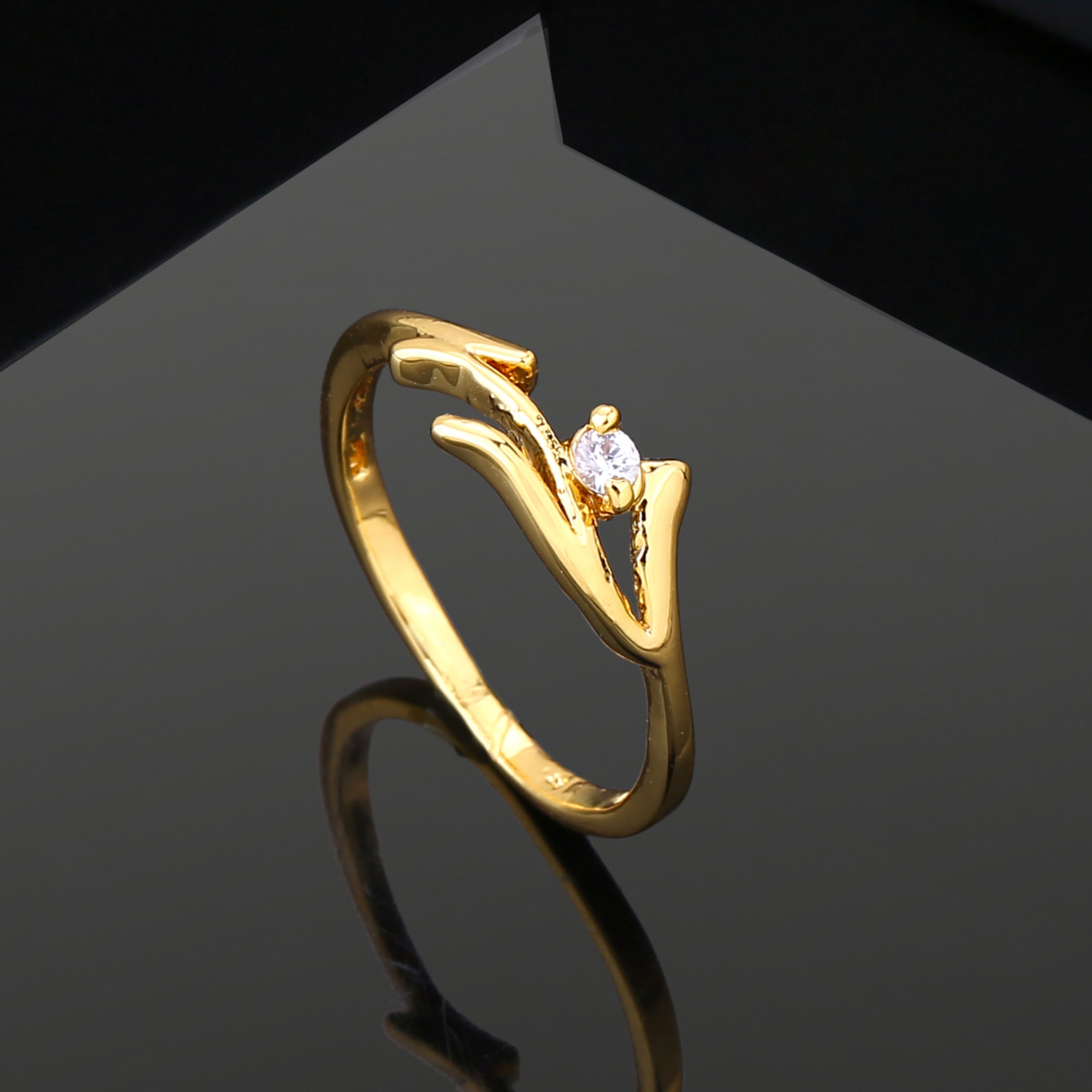Buy Estele Gold Plated CZ Splendid Finger Ring for Women Online