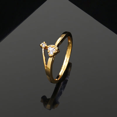 Estele Gold Plated CZ Sparkling Finger Ring for Women