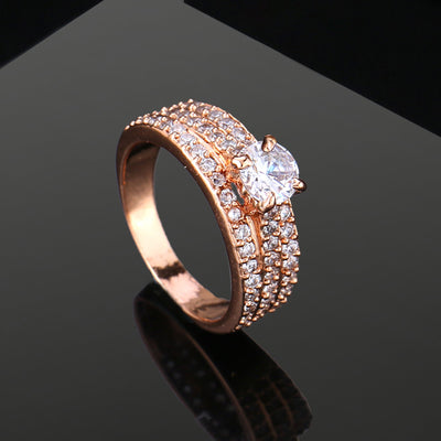 Estele Rose Gold Plated CZ Magnificent Finger Ring for Women