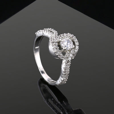 Estele Rhodium Plated CZ Swirl Designer Finger Ring for Women(non-Adjustable)