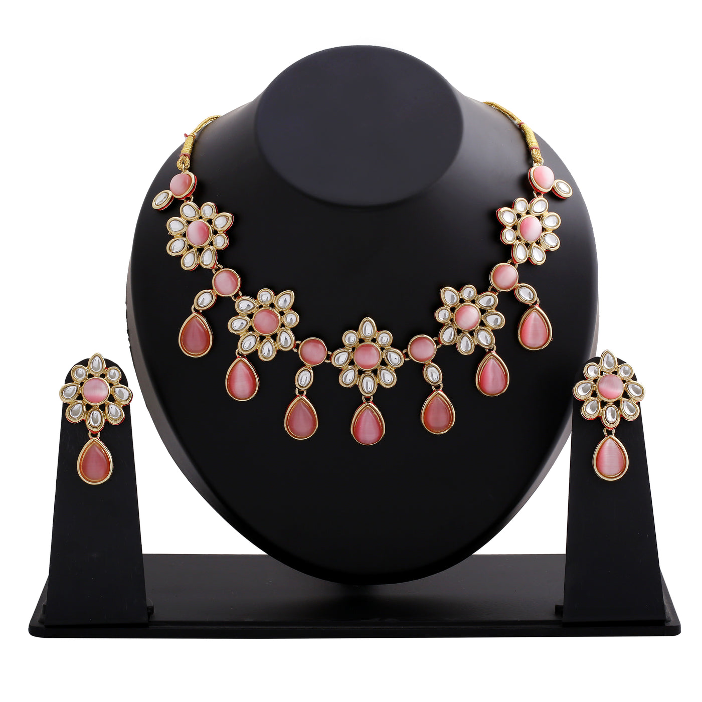 Estele Gold Plated Floral Designer Kundan Necklace Set for Women