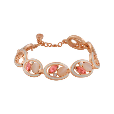 Estele rose gold plated Pink And White Stone Bracelet for women