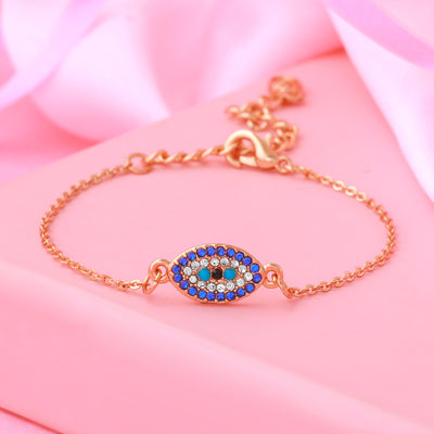 Evil Eye Rose Gold Bracelet Using Austrian crystals
