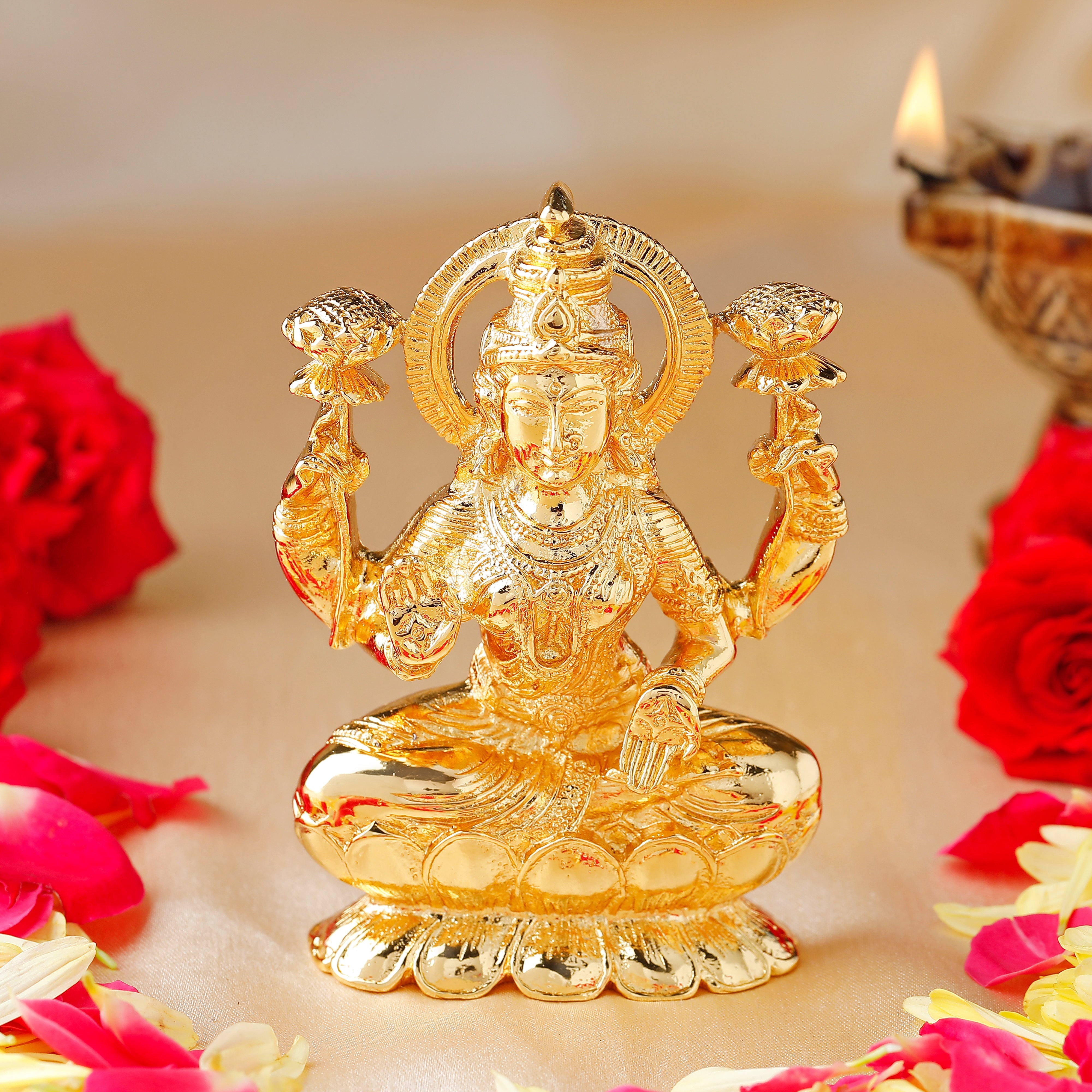 25 Sitting Devi Lakshmi Brass Statue