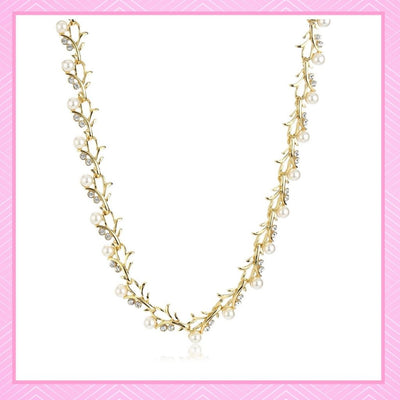 Estele Gold Plated Sparkling White Crystal Stone Necklace set for Women